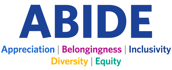 ABIDE logo appreciation, belongingness, inclusivity, diversity, equity
