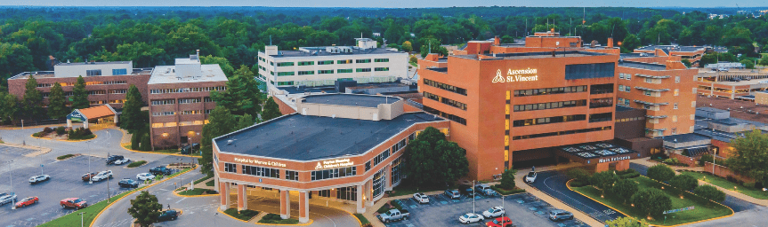 Aerial view of Evansville hospital