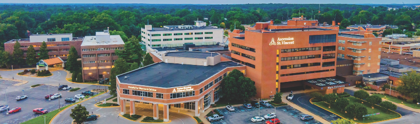 Aerial view of Evansville hospital