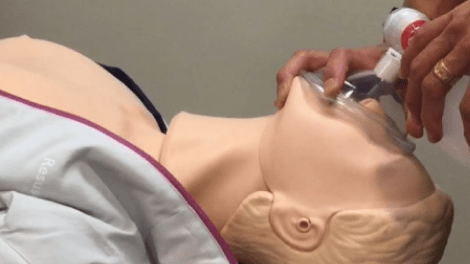 CPR administered to training dummy