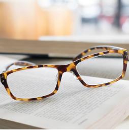 Glasses and book