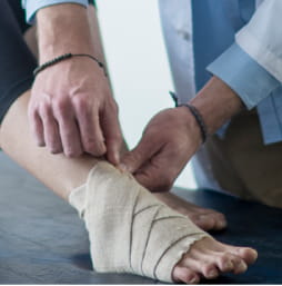 Foot being wrapped
