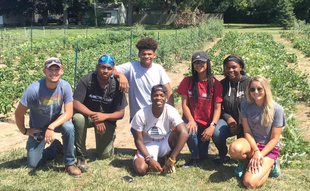 Interns volunteering in Ascension WI Family Practice garden